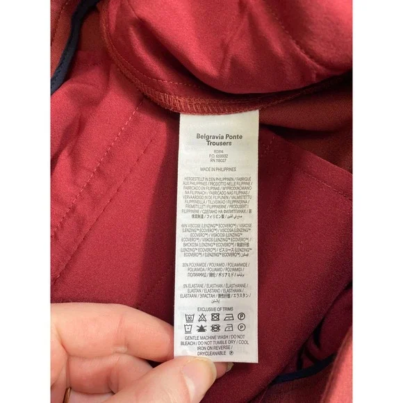 Boden Belgravia Ponte Trousers Red Womens 10R Wide Leg High Rise Casual Boho - Picture 6 of 8